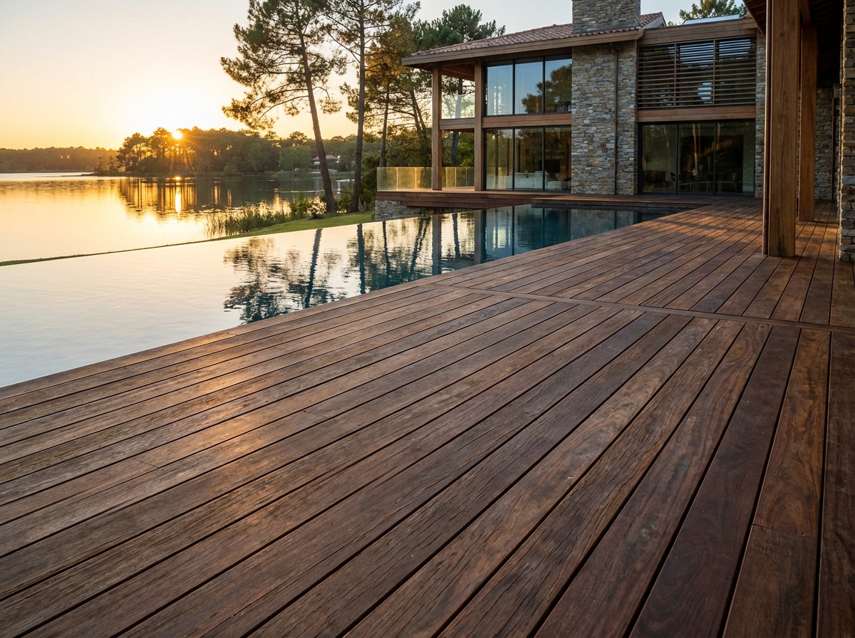 Terrasse ipé du Brésil 85 m² avec vue lac marin